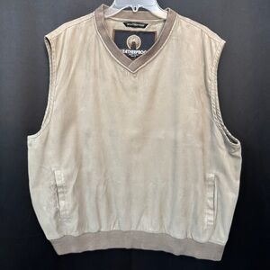 Men’s XL Beige Golf Sweater Vest Pullover Knit Layering Casual Work Course